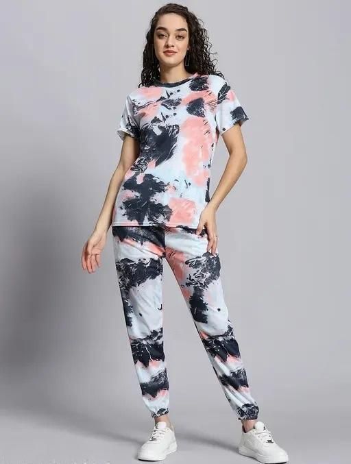 Women's Casual Tie Dye Print Night Suit